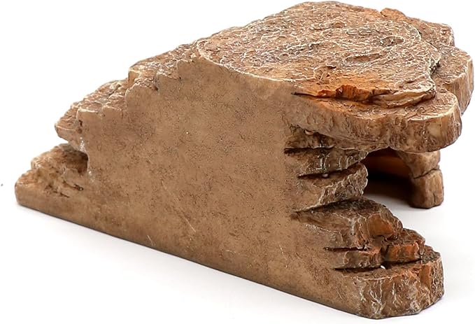Gecko Hide Shale Scape Step Ledge, Reptile Cave Hideout Tank Accessories Decorations, Great for Reptiles, Amphibians, Leopard Gecko, Lizard, Frogs, Turtle (Small-7.3 * 4.4 * 3) relaqcc