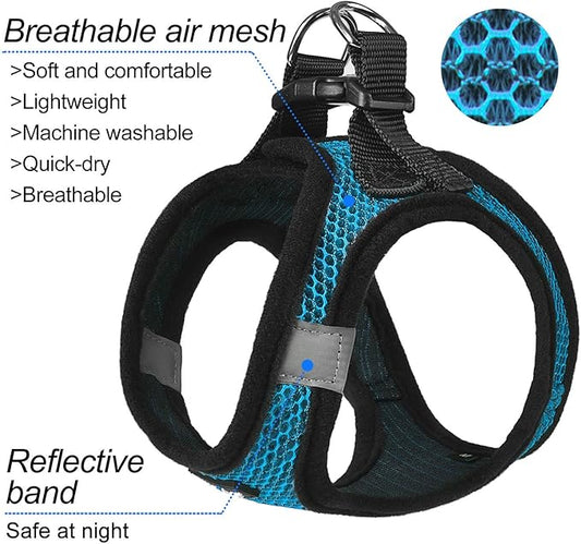 Dog Harness Step-in Breathable Puppy Cat Dog Vest Harnesses for Small Medium Dogs Blue matilor