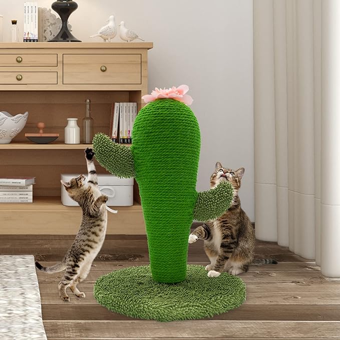 AUSCAT Cat Scratching Post, Cute Cactus Scratching Post, Nature Sisal Cat Scratcher for Indoor Cats and Kittens - PAWPICO