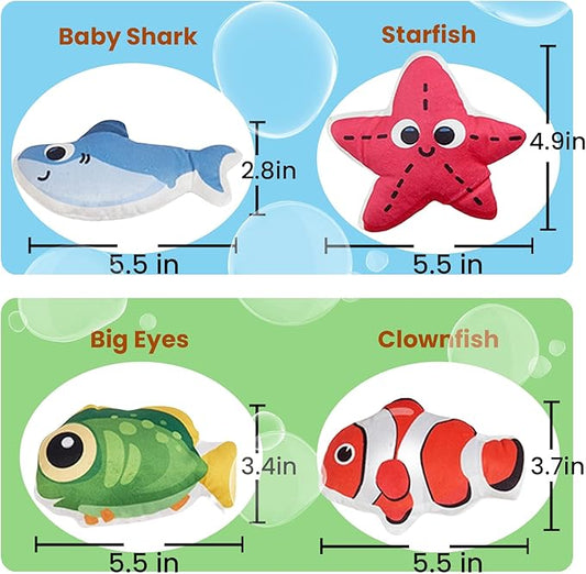 Cat Toys Fish, 4 Pack Crinkle Catnip Toys for Indoor Cats, Soft Durable Kitten Teething Toys, Interactive Cat Kicker Toys for All Breeds - PAWPICO