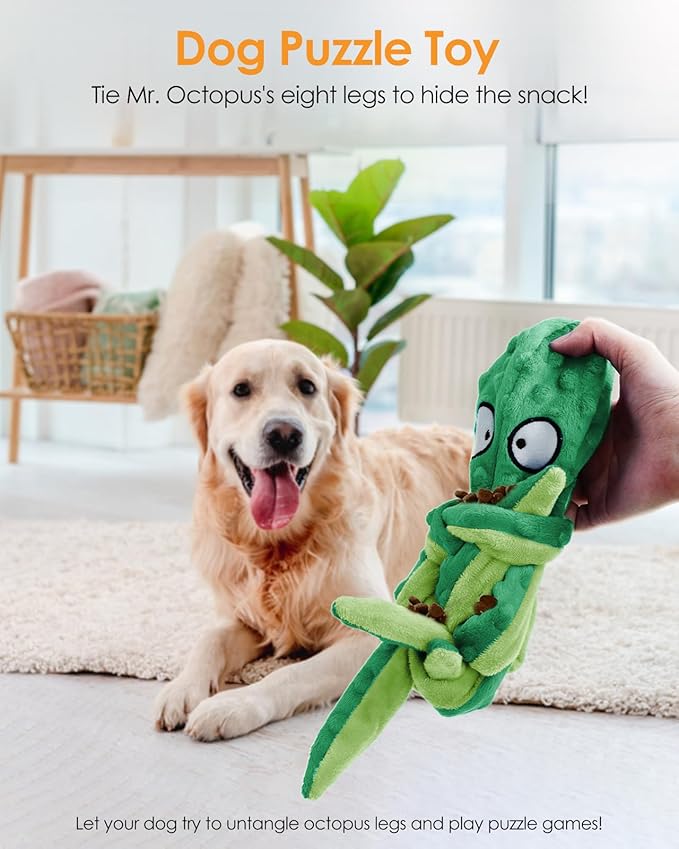 HGB Squeaky Dog Toys, Octopus No Stuffing Crinkle Plush Dog Toys to Keep Them Busy, Interactive Dog Chew Toys for Puppy Teething, Large Dog Toys for Large Medium Small Breeds, Pet Toys, 2 Pack - PAWPICO
