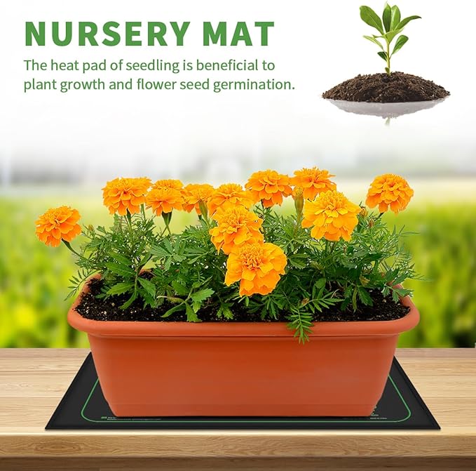 2 Pack Seedling Heat Mat for Seed Starting, 10" x 20.75" 21W Waterproof Heating Pad for Indoor Tray Plants,Safe & Durable Warm Mats for Hydroponics Germination Higoro