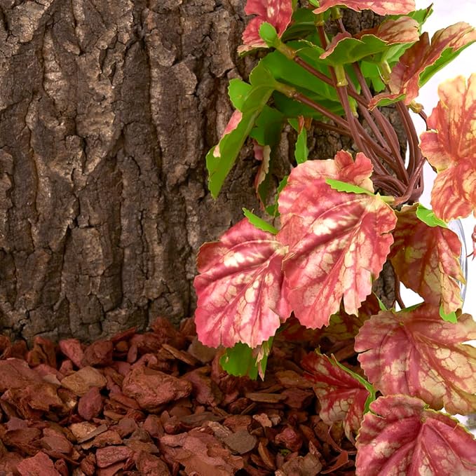 Reptile Plants for Terrarium, Amphibian Habitat Decor Artificial Hanging Plants with Suction Cup - Fake Heuchera Micrantha Pink WOLEDOE