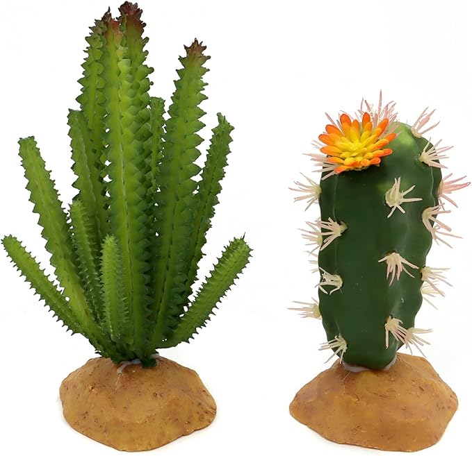 JIHAQUA Reptile Plants Succulent, Artificial Desert Rain Forests Plants for Lizard Bearded Dragon Chameleon Gecko Snake Amphibian Terrarium Decor (Set 2) JIHAQUA