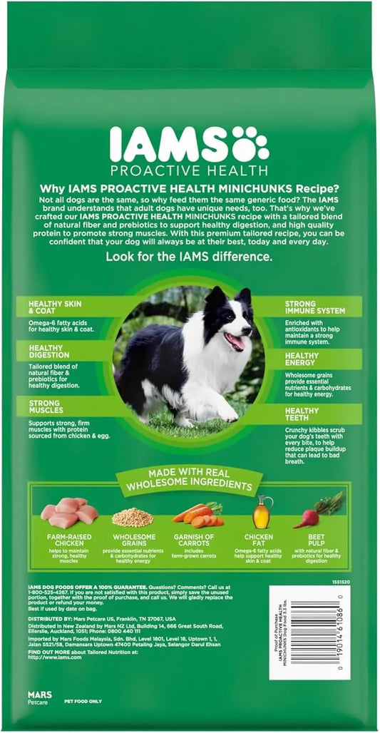 IAMS Proactive Health Minichunks Adult Dry Dog Food with Real Chicken, 3.3 lb. Bag - PAWPICO