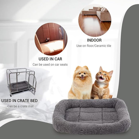 lesypet Cat Beds for Indoor Cats, 22" x 16" Pet Bed Curl Sleep Plush Cushion with Pillow, Non-Slip Bottom Washable Pet Mat for Small Dogs Pet, Medium - PAWPICO