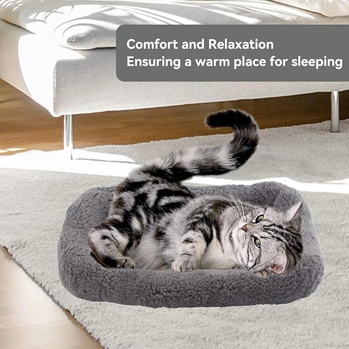 lesypet Cat Beds for Indoor Cats, 15" x 10" Small Cat Bed Curl Sleep Plush Cushion with Pillow, Non-Slip Bottom Washable Mat, Small - PAWPICO