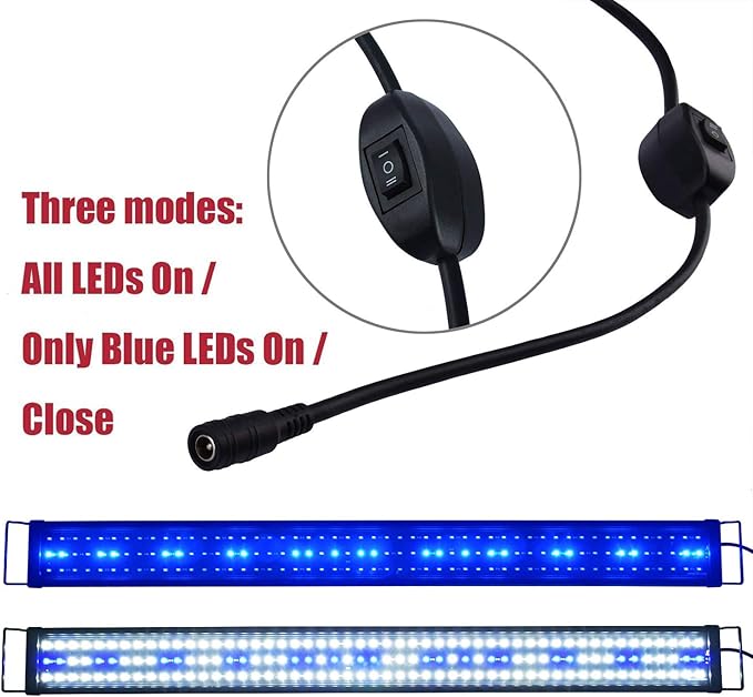 KZKR Aquarium Hood Lighting Fish Tank Light 48-60 inch lamp for Freshwater Saltwater Marine Blue and White Decorations Light 120-150 cm KZKR