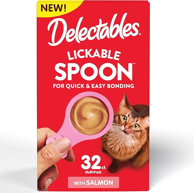 Hartz New Delectables Lickable Spoon Interactive Lickable Cat Treats for Quick & Easy Bonding, Salmon 32ct Hartz