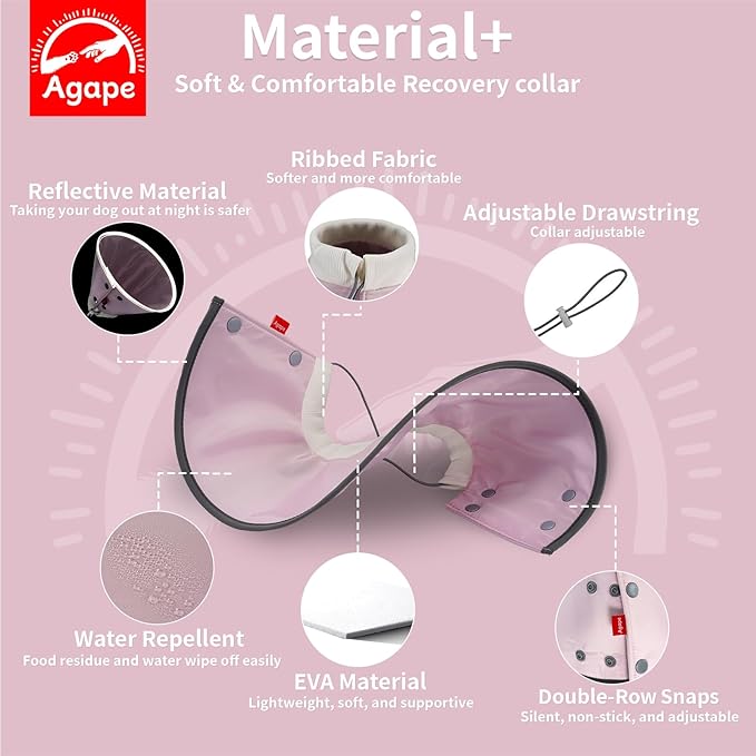 Agape Soft Cone for Cats & Small Dogs, Comfy Pet Cone to Stop Licking, Adjustable Cat E Collar Alternative After Surgery, Protective Elizabethan Collar for Pup & Kitty, Water Repellent Recovery Cone Agape