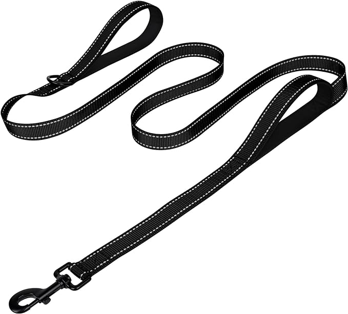 Joytale Dog Leash Heavy Duty for Large Dogs That Pull, Double Handle for Traffic Control, Double-Sided Reflective Leashes for Large Medium Dogs Night Safety, 6FT, Black Joytale