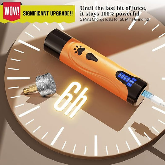 YABIFE Dog Nail Grinder, Dog Nail Trimmers and Clippers Kit, Super Quiet, Rechargeable, for Small Large Dogs Cats Toenail Claw Grooming,3 Speeds, 1 Extra Grinding Wheel - PAWPICO