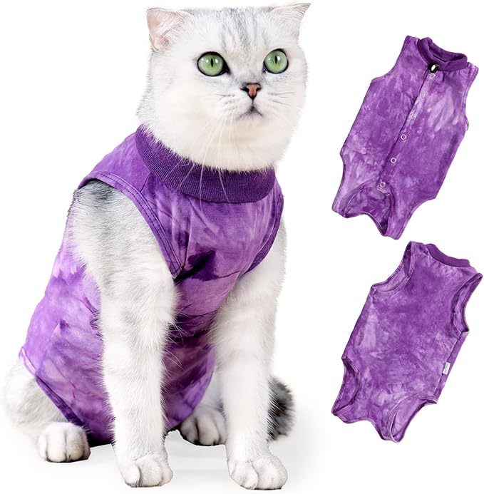Cat Recovery Suit for Abdominal Wounds or Skin Diseases, Breathable Cat Surgery Recovery Suit E-Collar Alternative for Cats, After Surgery Wear Surgical Suit for Cats Anti Licking Wounds Kodervo