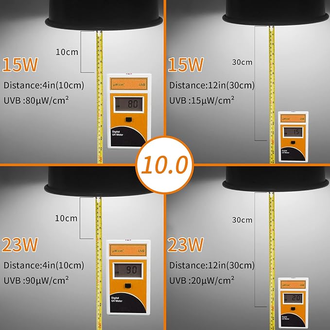 UVA UVB Reptile Light 15W 10.0,Desert Terrarium Compact Fluorescent Lamp,UVB Reptile Light Bulb for Snake,Spider,Bearded Dragon REPTIHOME