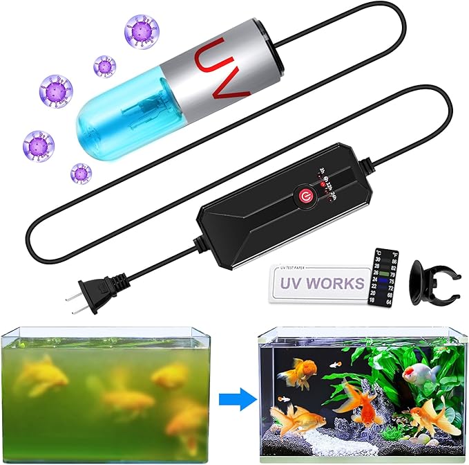 Aquarium Clean Light,3 W Mini Submersible Algae Removal Light with Timer,Aquarium Water Clean Green Clear Waterproof Clean Light for Pond,Swimming Pool AquariumPetsFishMonopoly