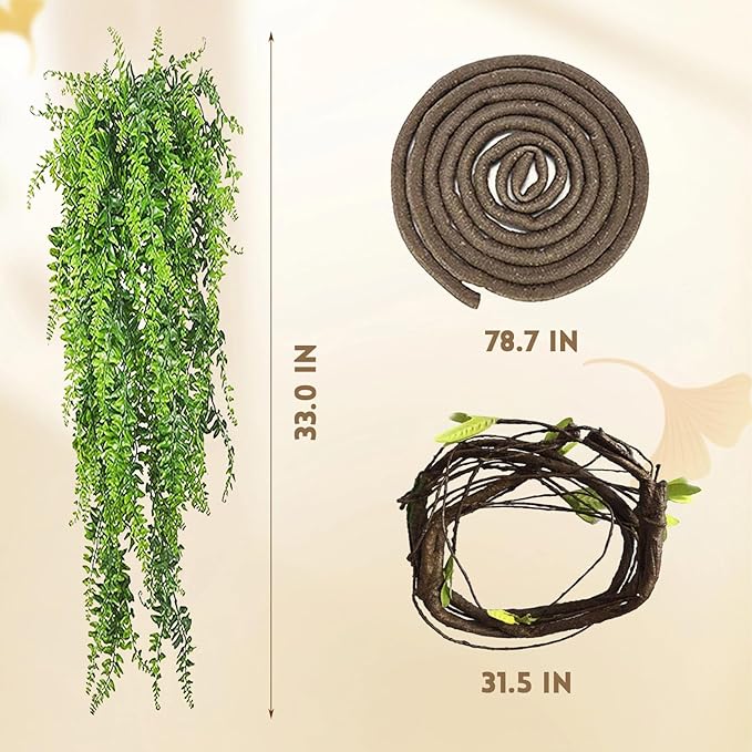 Lizard Coco Den with Ladder,Leopard Gecko Coconut Husk Hut Hideout Home Reptile Hammock Climbing Hanging Plants Decor Habitat Tank Accessories for Bearded Dragon Chameleon Snake Hermit Crab MUYG