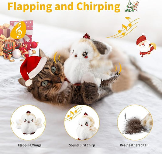 Gigwi Interactive Cat Toys for Indoor Cats, Flapping and Chirping Catnip Toys for Cat Exercise, Automatic Cat Toy with Beating Wings & Real Feather Tail, Rechargeable Cat Kicker Toy Princess - PAWPICO