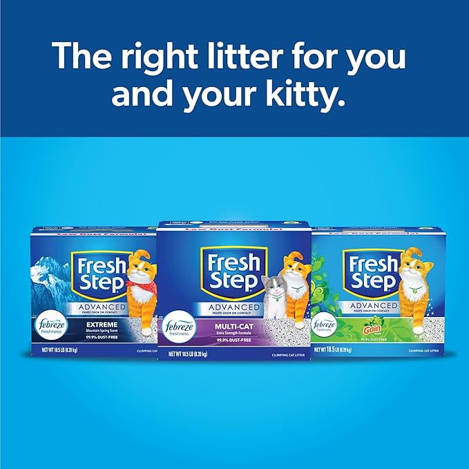 Fresh Step Light Weight Advanced Extreme Cat Litter With Febreze Freshness, Extra Strength Formula Clumping Litter With Guaranteed Odor Control, 25 lbs. (2 x 12.5 lb. Box) - PAWPICO