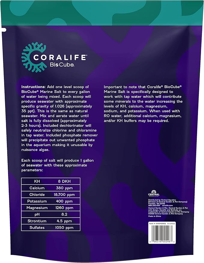 Coralife BioCube Aquarium Fish Tank Marine Salt, 30 Gallon Coralife