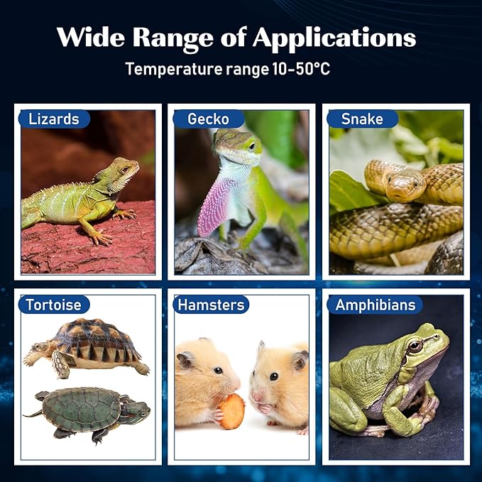 ROCEEI 4 Pcs 6" x 8" Reptile Heat Pad 8W 120V Under Tank Terrarium Heating Mat Heater Waterproof Hermit Crab Heating Pad for Turtle, Lizard, Frog, Snake, 10-20 Gallon Reptile Tank ROCEEI