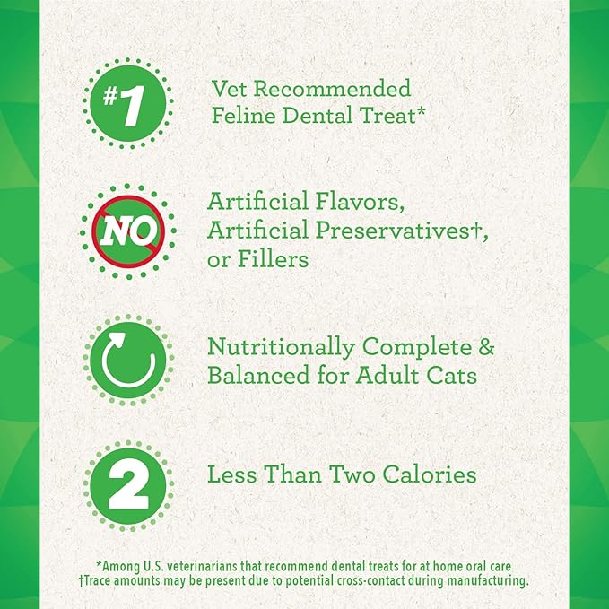 FELINE GREENIES Adult Natural Dental Care Cat Treats, Savory Salmon Flavor, 2.1 oz. Pouch GREENIES