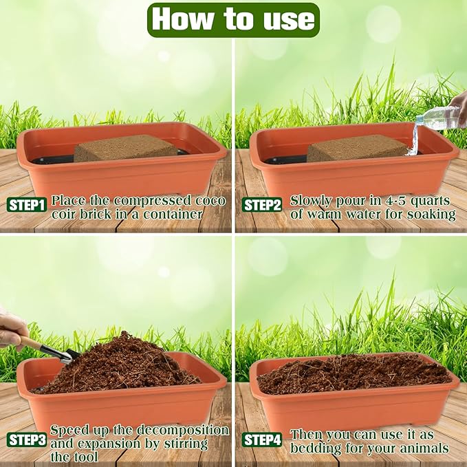 ZeeDix 2Pcs Compressed Coconut Fiber Substrate, 100% Organic Coco Coir Fiber Brick Substrate Fluffy Bearded Dragon Tortoise Snake Terrarium Substrate Loose Natural Husk Terrarium Bedding for Reptiles ZeeDix