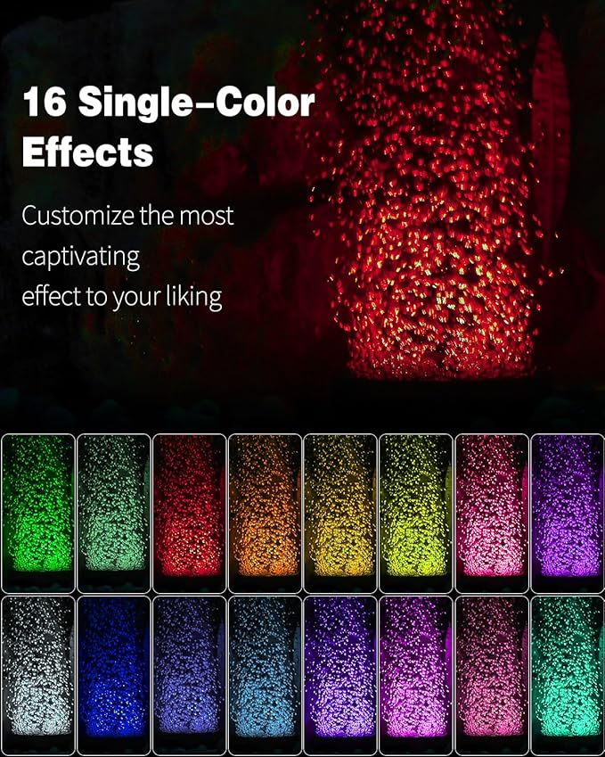 Pawfly Aquarium Air Bubble LED Light Fish Tank Underwater Bubbler Light Aquarium Air Stone Disc with 4 Lighting Modes & 16 Color Changing Effects Multi-Colored Bubbling Light for Fish Tank Decoration Pawfly