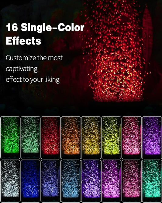 Pawfly Aquarium Air Bubble LED Light Fish Tank Underwater Bubbler Light Aquarium Air Stone Disc with 4 Lighting Modes & 16 Color Changing Effects Multi-Colored Bubbling Light for Fish Tank Decoration Pawfly