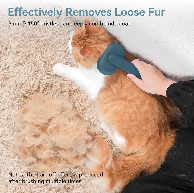 aumuca Cat Brush Dog Brush for Shedding Grooming, Cat Brushes for Indoor Cats, Slicker Cat Fur Brush Dog Comb with Release Button, Dog Grooming Brush Pet Brush for Semi-Short to Semi-Long Hair, Green - PAWPICO