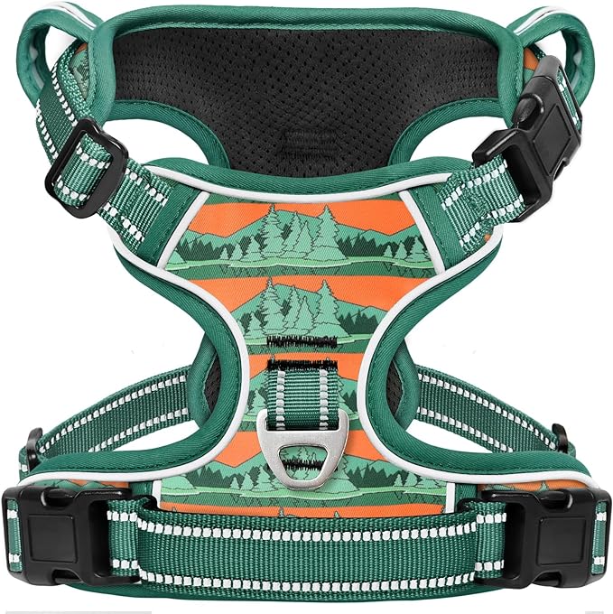 Timos No Pull Dog Harness,No Choke Front Clip Dog Reflective Harness,Adjustable Soft Padded Pet Vest with Easy Control Handle for Medium Dogs,Wilderness,M Timos