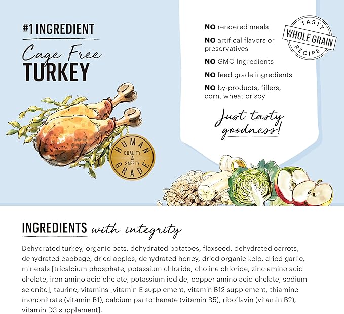 The Honest Kitchen Dehydrated Whole Grain Turkey Dog Food, 4 lb Box - PAWPICO