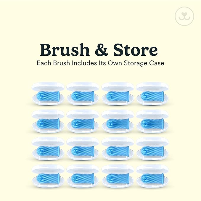 Jasper Dog Toothbrush, 360º Dog Tooth Brushing Kit, Cat Toothbrush, Dog Teeth Cleaning, Dog Finger Toothbrush, Dog Tooth Brush for Small & Large Pets, Dog Toothpaste Not Included, 16-Pack Blue JASPER%C2%AE