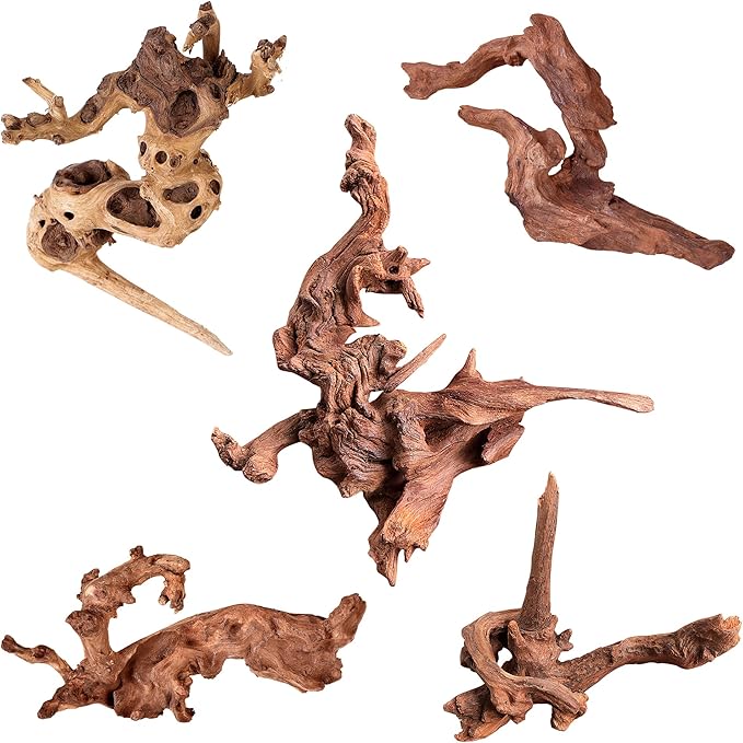 majoywoo Natural Small Coral Driftwood for Aquarium Decor Fish Tank Decorations, Assorted Driftwood Branch 4.5-7.5" 5 Pcs, Reptile Decor Majoywoo