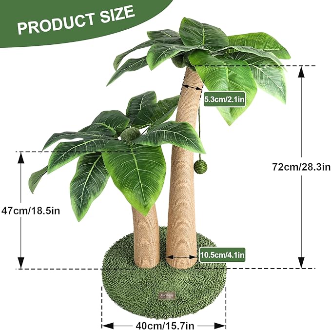 Cat Scratching Post Cat Scratcher, 35" Tall Cat Post with Natural Sisal Rope, 5 Interactive Toy Balls and 2 Curved Design Cat Scratching Posts for Indoor Cats Adults and Kitten (Style B) - PAWPICO