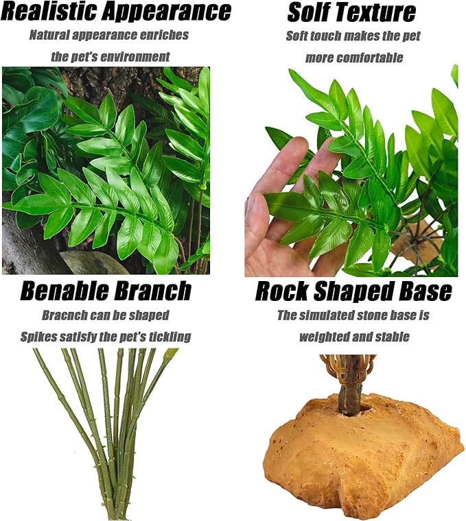Woyrise Reptile Artificial Plants for Terrarium Decor, Amphibian Habitat Decorations Bearded Dragon Tank Accessories fit Crested Gecko Leopard Lizard Chameleon Ball Python Snake Frog - Fake Osmunda Woyrise