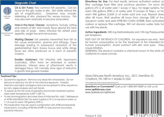 API GENERAL CURE Freshwater and Saltwater Fish Powder Medication 30-Ounce Bulk Box,White API