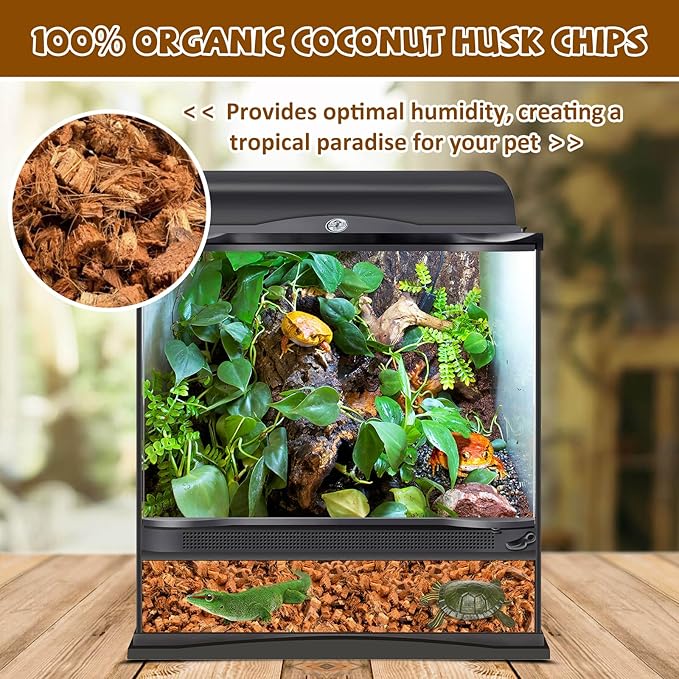 Legigo 2 Pack Coconut Chip Substrate for Reptiles, Natural Coco Husk Chip Reptiles Bedding, Compressed Coconut Chip Substrate for Snake, Tortoise, Ball Python, Gecko, Lizard Terrarium Tanks Legigo