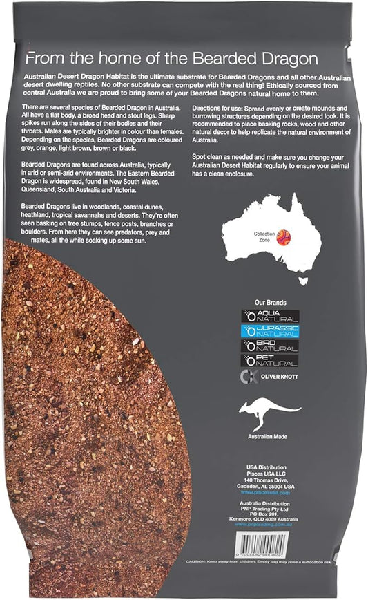 Jurassic Natural Australian Desert Dragon Habitat Substrate for Bearded Dragons and Other Lizards, Red, 20lb JurassicNatural