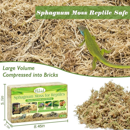 Halatool 1.1LB Sphagnum Moss for Reptiles(Turtles, Geckos, Snakes, Frogs, Hamsters), Natural Forest Long Fibered Dried Moss Bulk for Reptiles Substrate & Bedding - 25QT Reptile Habitat Accessories HALATOOL