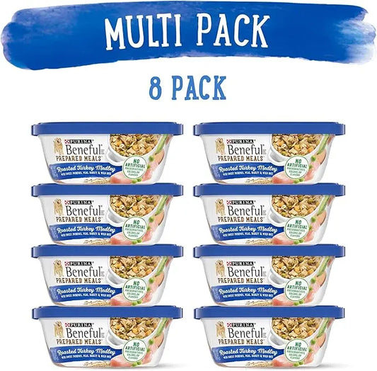 Beneful Purina Gravy Wet Dog Food, Prepared Meals Roasted Turkey Medley - (8) 10 oz. Tubs (Pack of 2) - PAWPICO