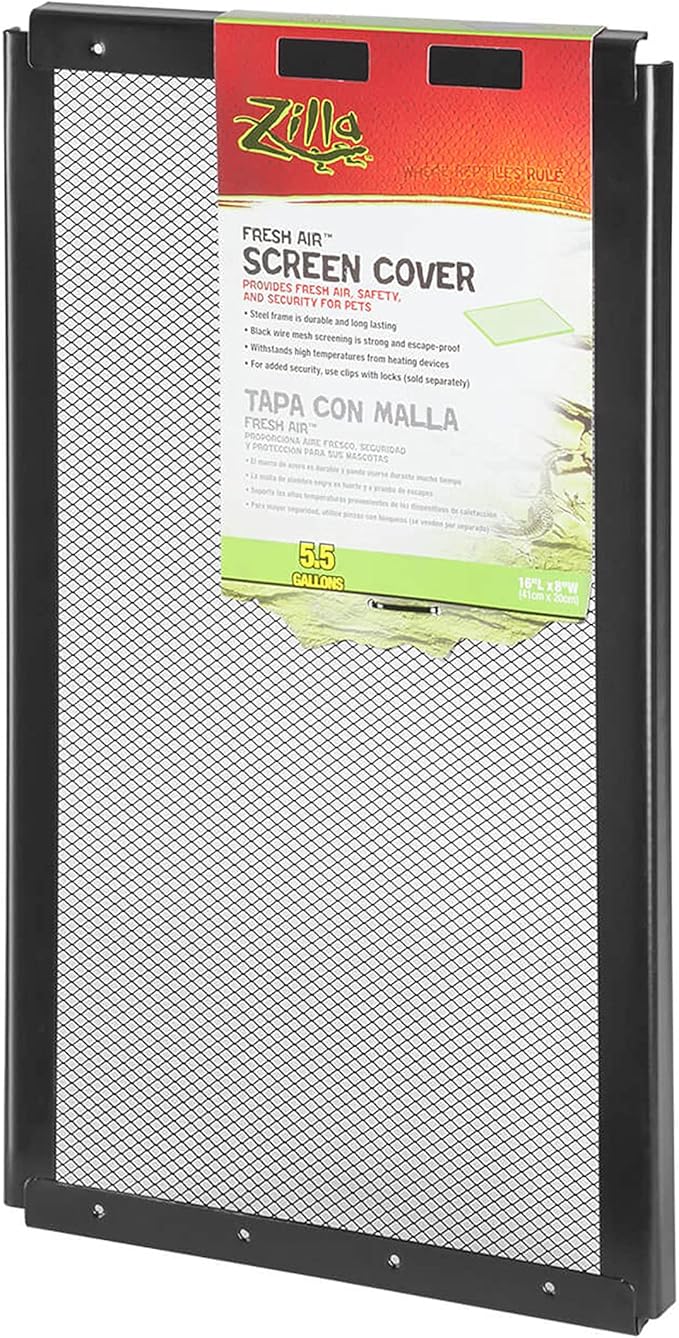 Zilla Pet Reptile Terrarium Fresh Air Screen Cover, 16" x 8" Zilla