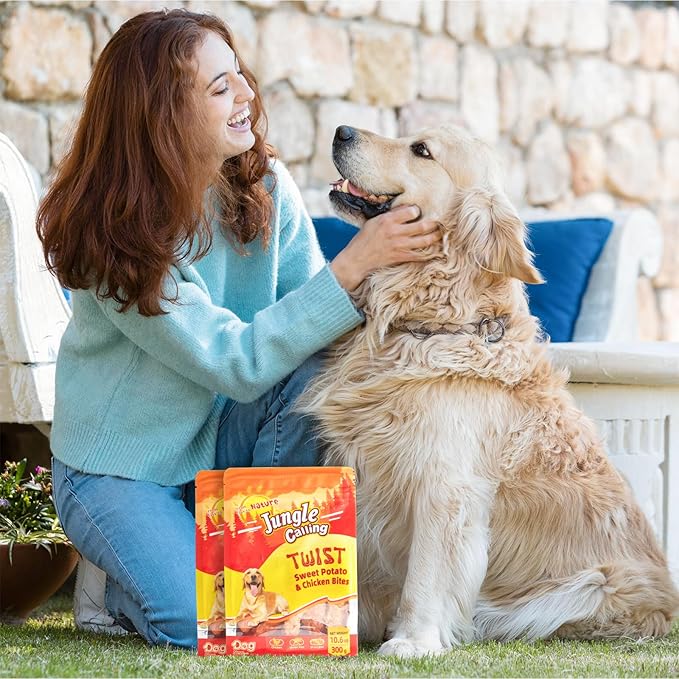 Jungle Calling Dog Treats, Skinless Chicken Wrapped Sweet Potato, Gluten and Grain Free, Chewy Dog Bites for Balanced Nutrition, 10.6 oz - PAWPICO