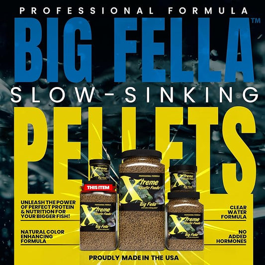 Xtreme Big Fella 3.0mm Pellets: Professional Nutrition for Medium to Large Cichlid/Community Fish - Boost Immune & Digestive Health, Color & Energy, Max Protein Fish Food – USA Farm Grown (20oz) XtremeAquaticFoods