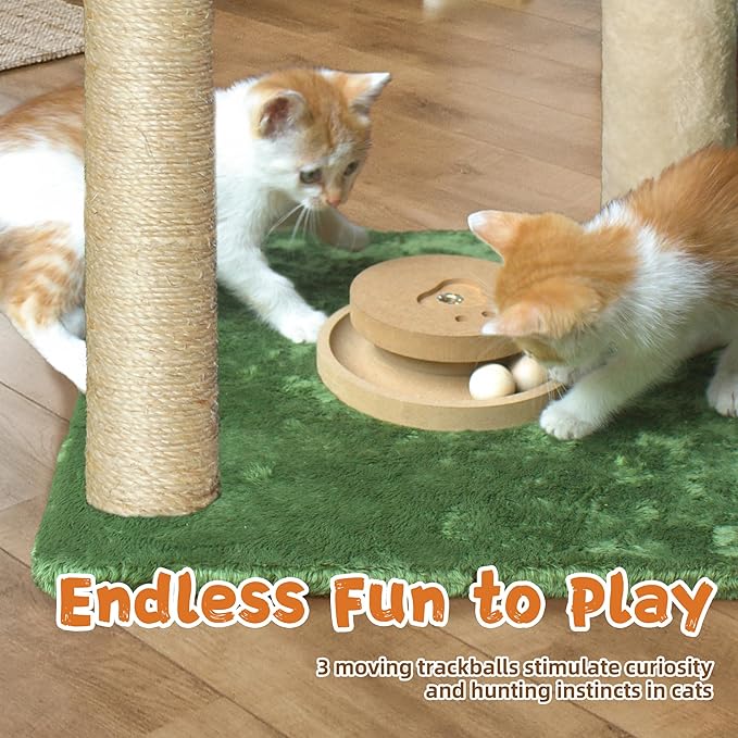 Cat Scratching Post 30 Inches Small Cat Tree Tower with Cat Hammock, Cat Hammock with Cat Toy Wooden Interactive, Cat Condo for Kitten and Adults Cat - PAWPICO