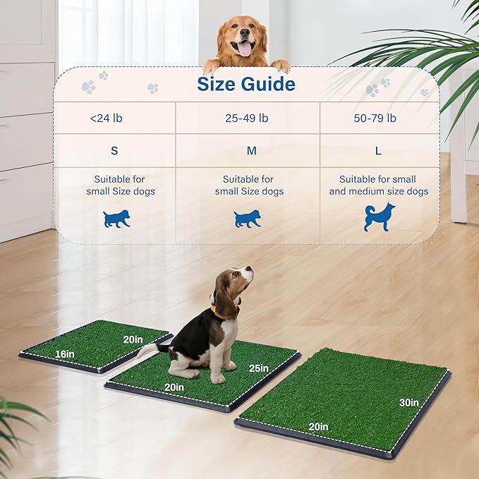 Artificial Grass for Dog Potty – 20x25 inch,Strong Absorbency Grass Pad, Dog Grass Pad with Tray, Dog Potty Training Pad, Dog Litter Box with Grass (Medium) - PAWPICO