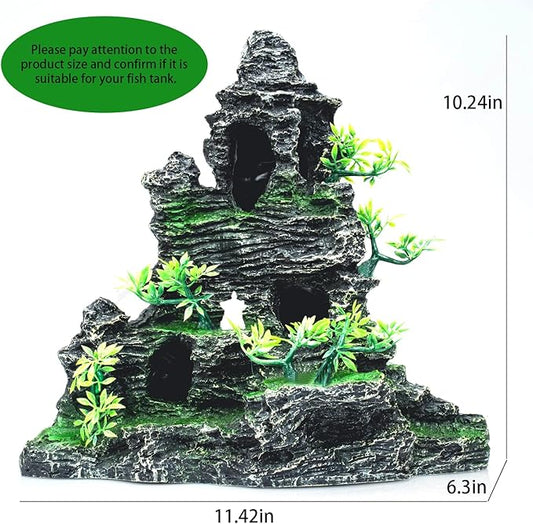 Large Aquarium Decor - Fish Tank Decorations with Mountain View Stone Ornament, Ideal for Betta, Snails, Turtle, Hiding, Climbing, Exploring, Landscaping, Aquascaping SiissaPeksid