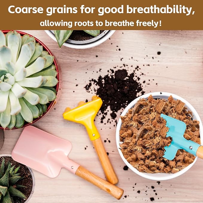 Riare 10LBS Coco Chips Substrate for Plants- 100% Organic Coconut Husk Chips with Low EC and pH Balanced, High Expansion Coconut Substrate Coco Husk Mulch for Garden Flowers, Herbs, Planting Riare