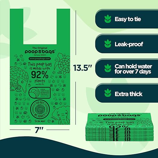 The Original Poop Bags® 120 Dog Poop Bags with Handles USDA Certified 92% Plant Based Poop Bags with Handles Heavy Duty Poop Bags for Dogs Large Dog Poop Bags - PAWPICO