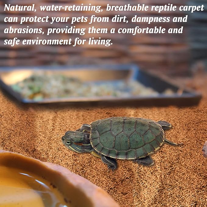 ZeeDix 3 Rolls Coconut Fiber Reptile Substrate Mat, 16 x 36 inches Natural Coco Mat Reptile Carpet Coco Fiber Liner Turtle Bedding Reptile Terrarium Liner for Lizard Snake Turtle Gecko Bearded Dragon ZeeDix