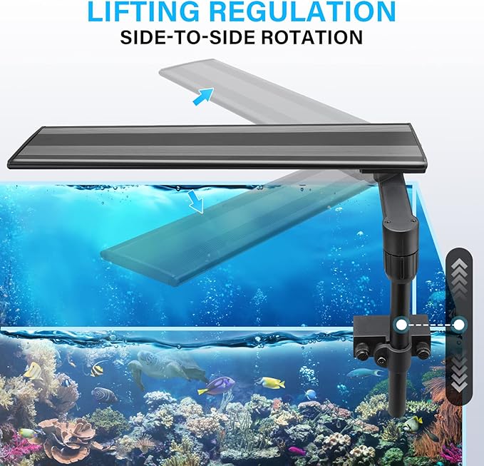 Zingbabu Aquarium Light, 12-20" 20W Full Spectrum LED Clip On Fish Tank Light, 270° Rotation Fish Lamp, Exclusive for 2-15 Gallon Fish Tanks, Freshwater Aquarium Lights for Plants ProfessionalPhotographyLight